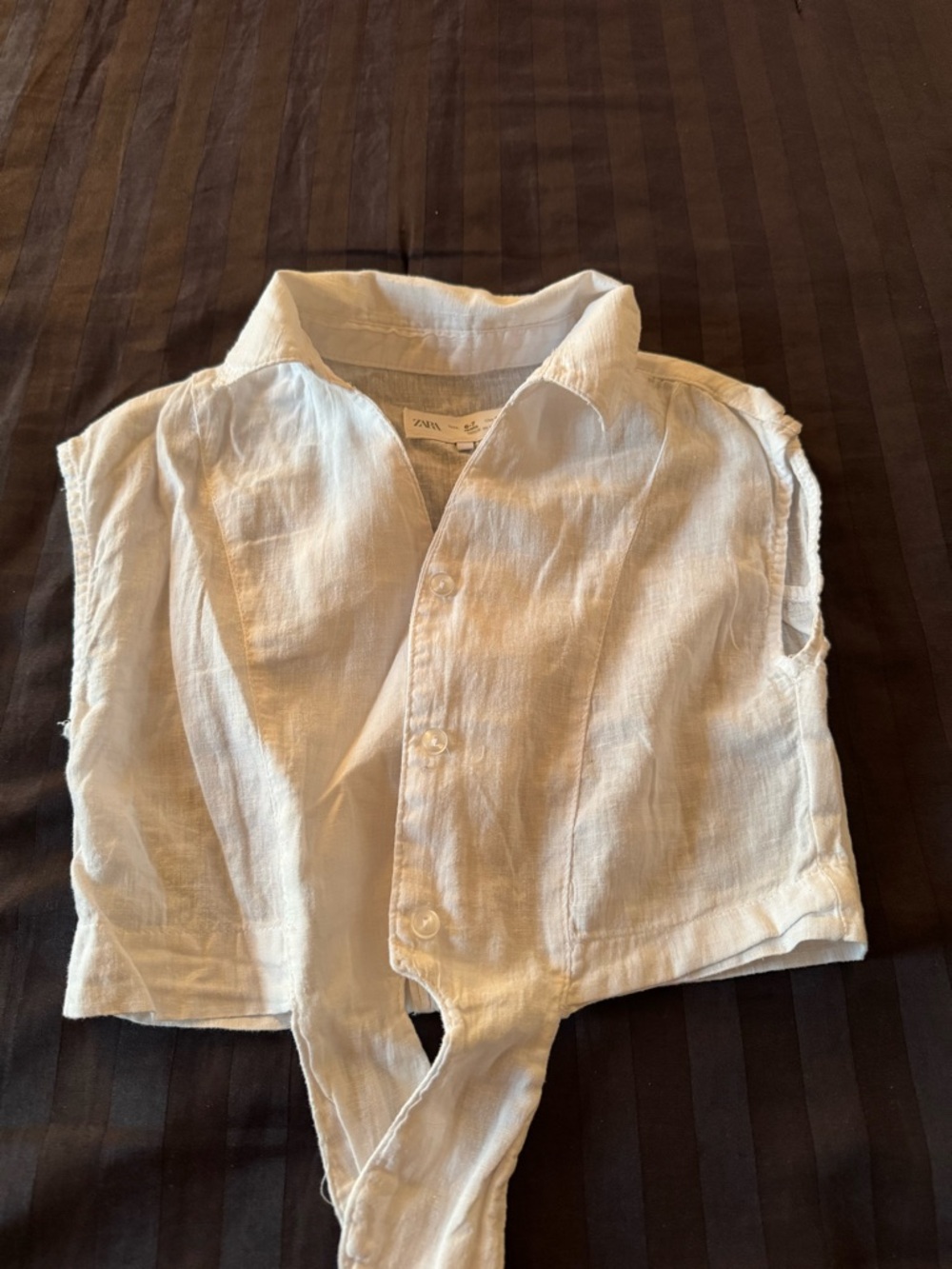 ZARA White Linen-Blend Buttoned Kids Shirt